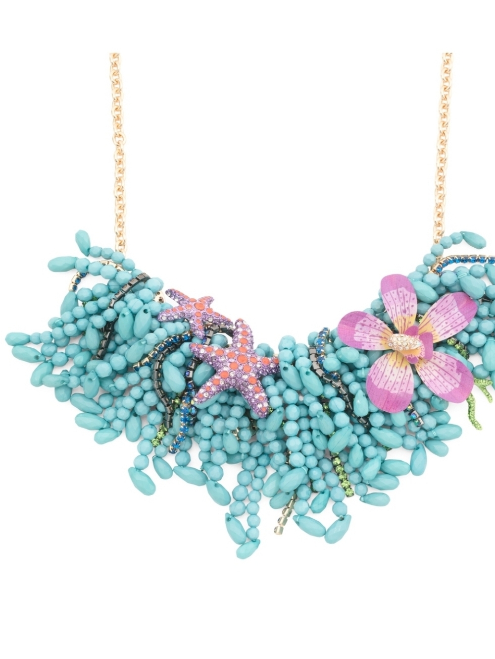 Betsey Johnson Turquoise Beaded Mermaid Jewel Sealife  Necklace